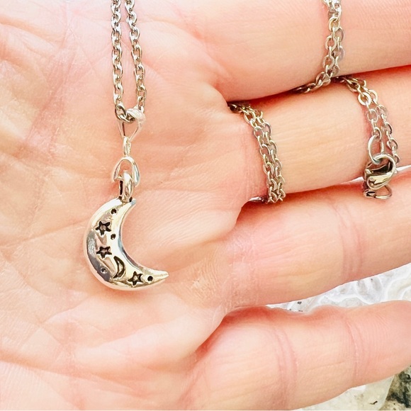Crescent Moon Necklace - Handmade by Wandering Bunny LLC - Picture 4 of 10